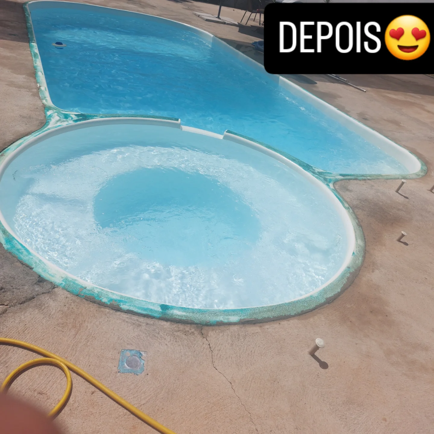 Depois da limpeza - Piscina com água cristalina no Lago Sul